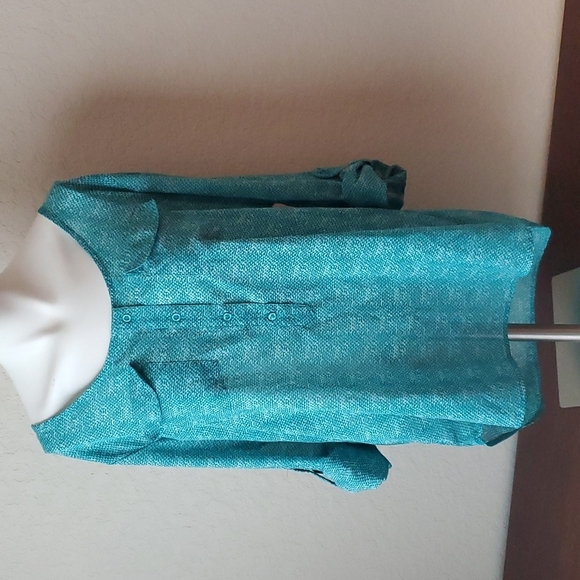 Old Navy sz L Teal mermaid-esque blouse 🌛 - Picture 1 of 9